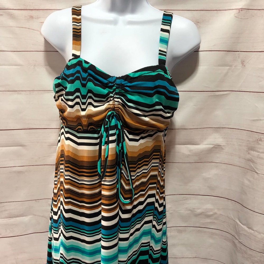 Jonathan Martin Summer Dress Size Medium Green/Brown - Picture 2 of 7